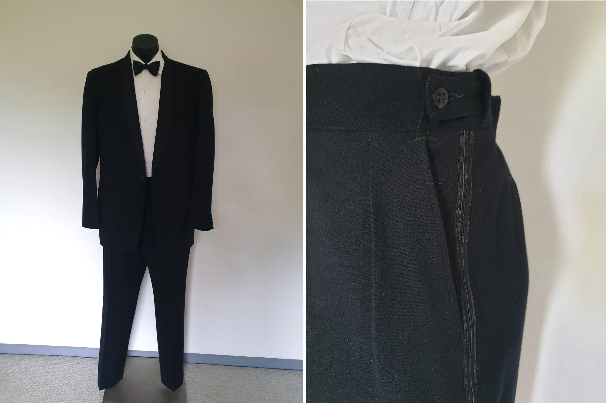 1960s Shawl Lapel Wool Tuxedo, Formal Suit - L