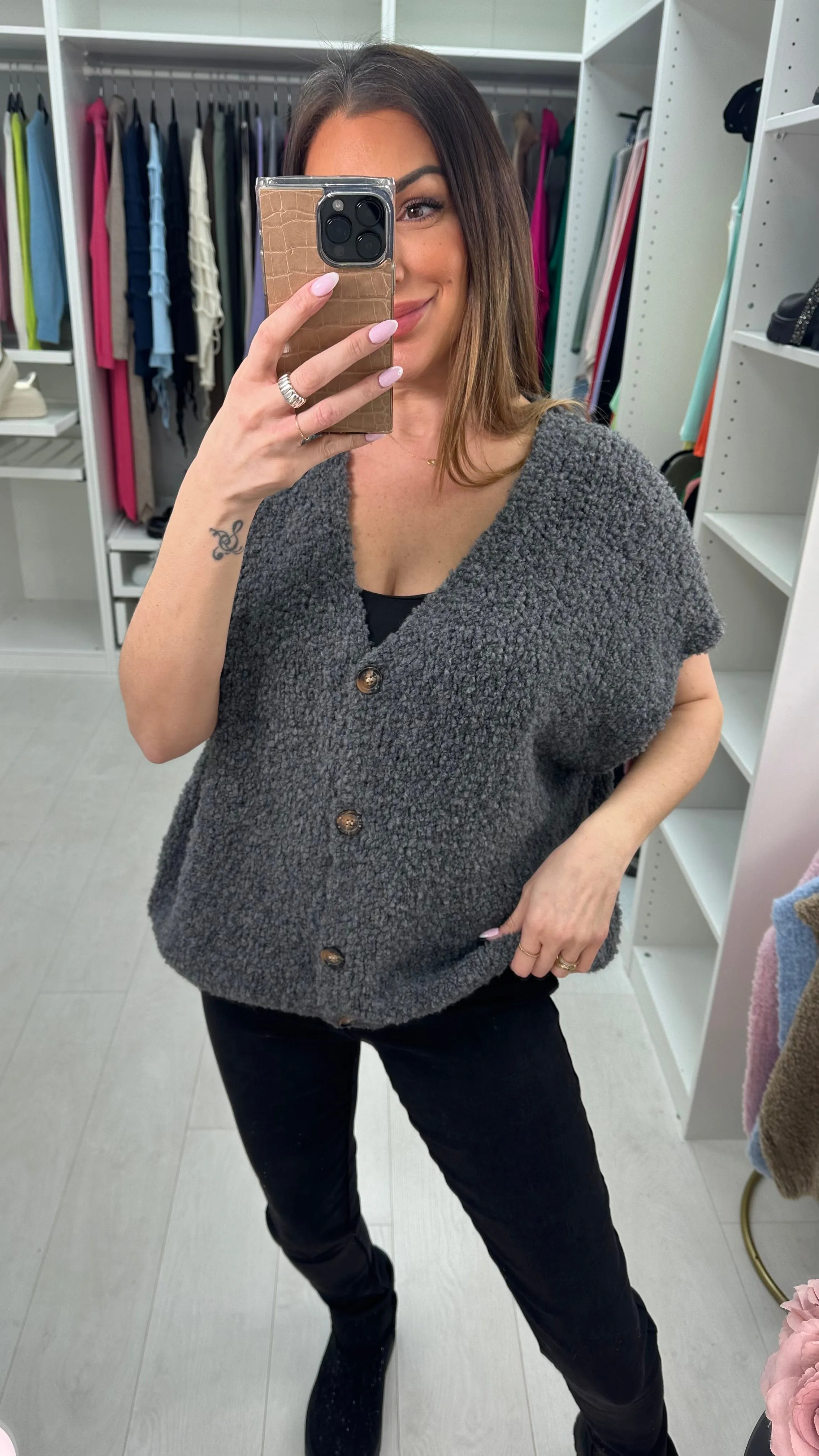 Adeline Boucle  Sleeveless Knit Cardigan