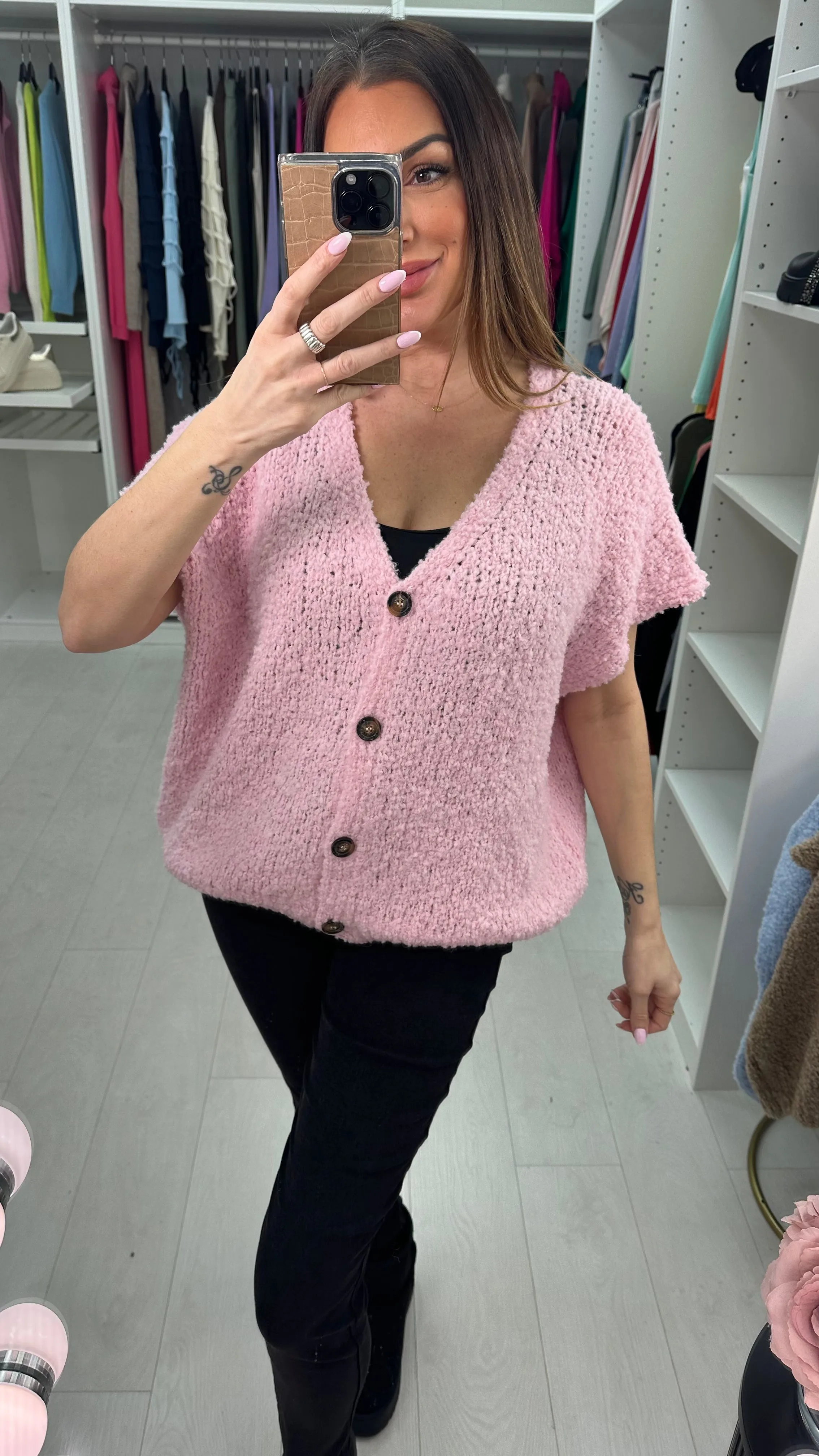 Adeline Boucle  Sleeveless Knit Cardigan