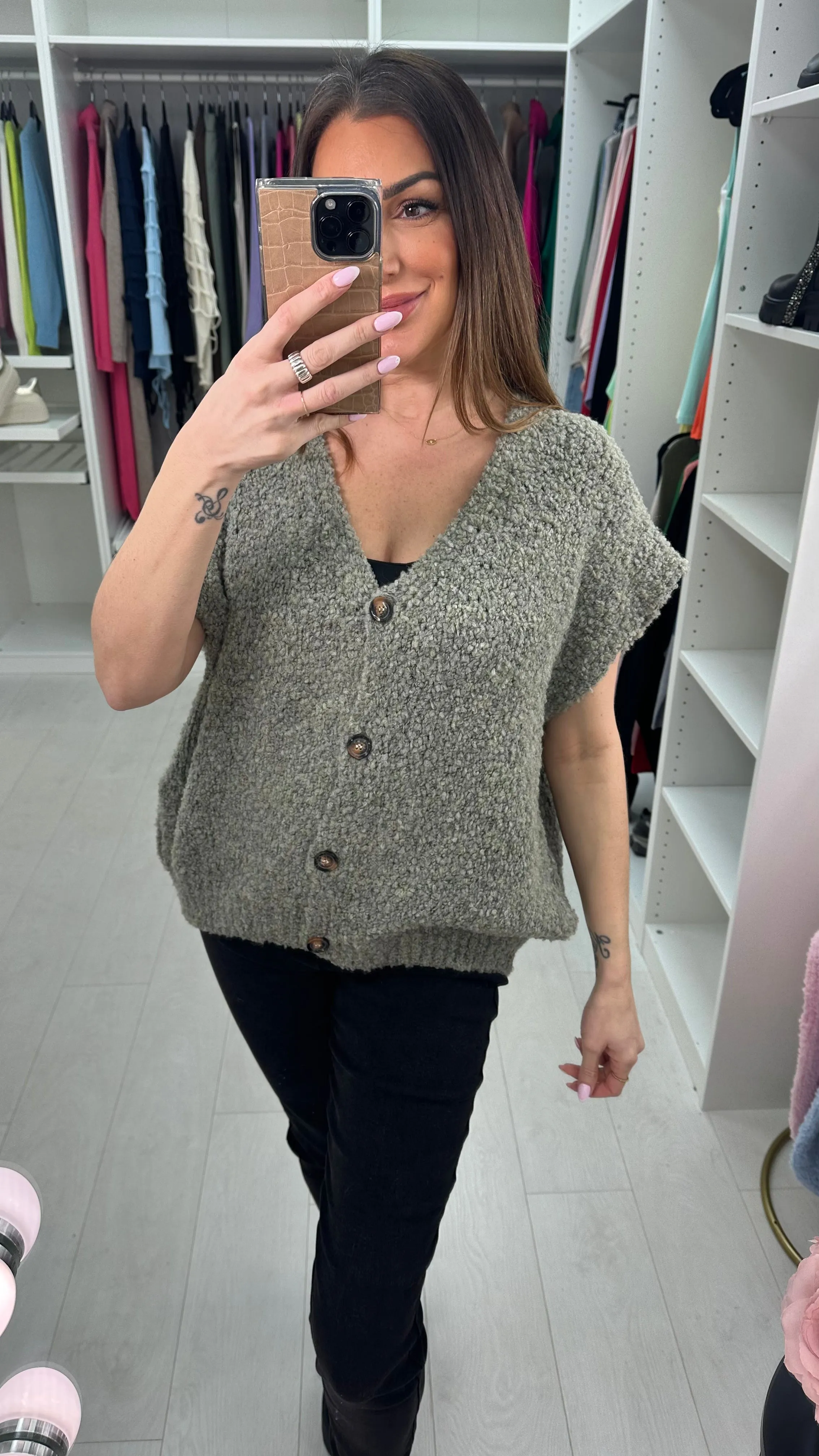 Adeline Boucle  Sleeveless Knit Cardigan