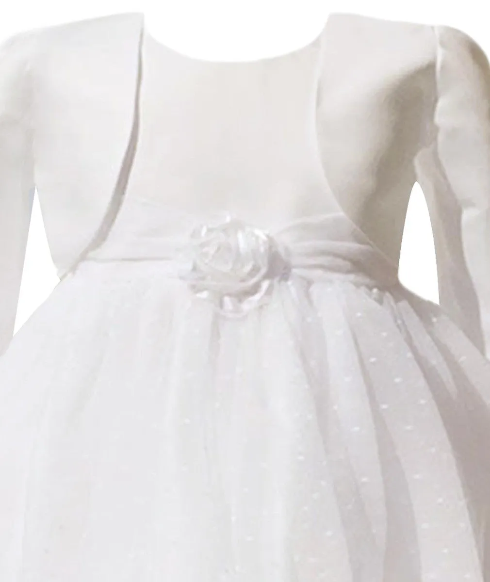 Baby Girls Wedding Cristening Bolero Dress - Ivory