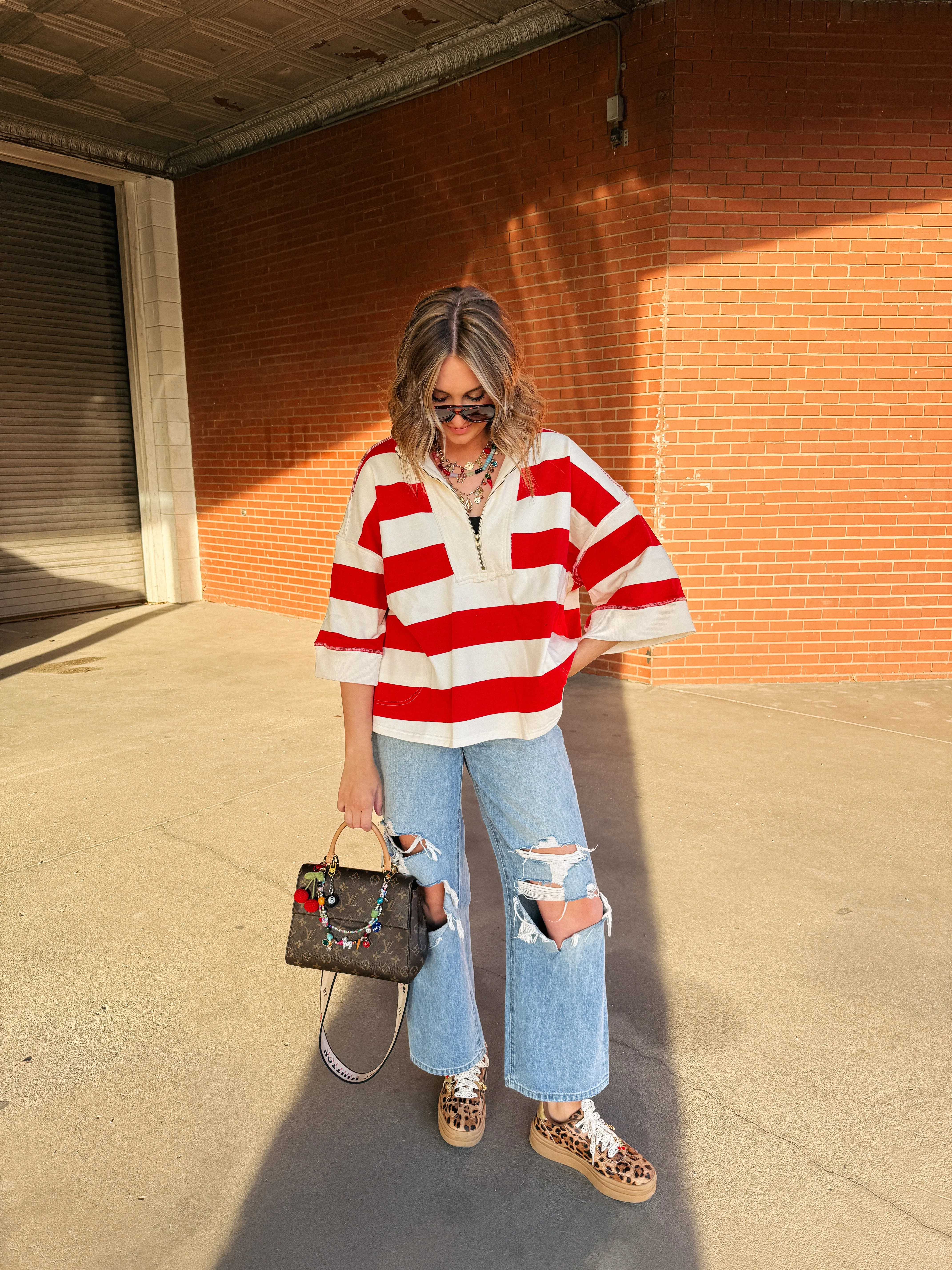 breezy stripe pullover top