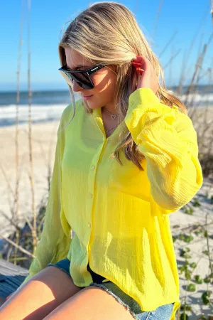 Breezy Times Button Down Shirt - Yellow
