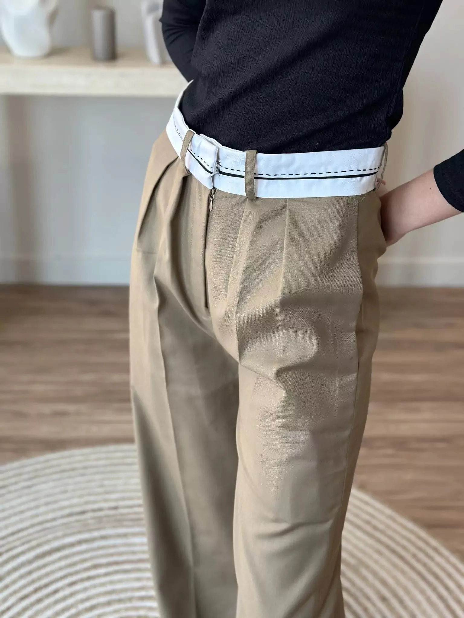Brown Formal Detailed Pants