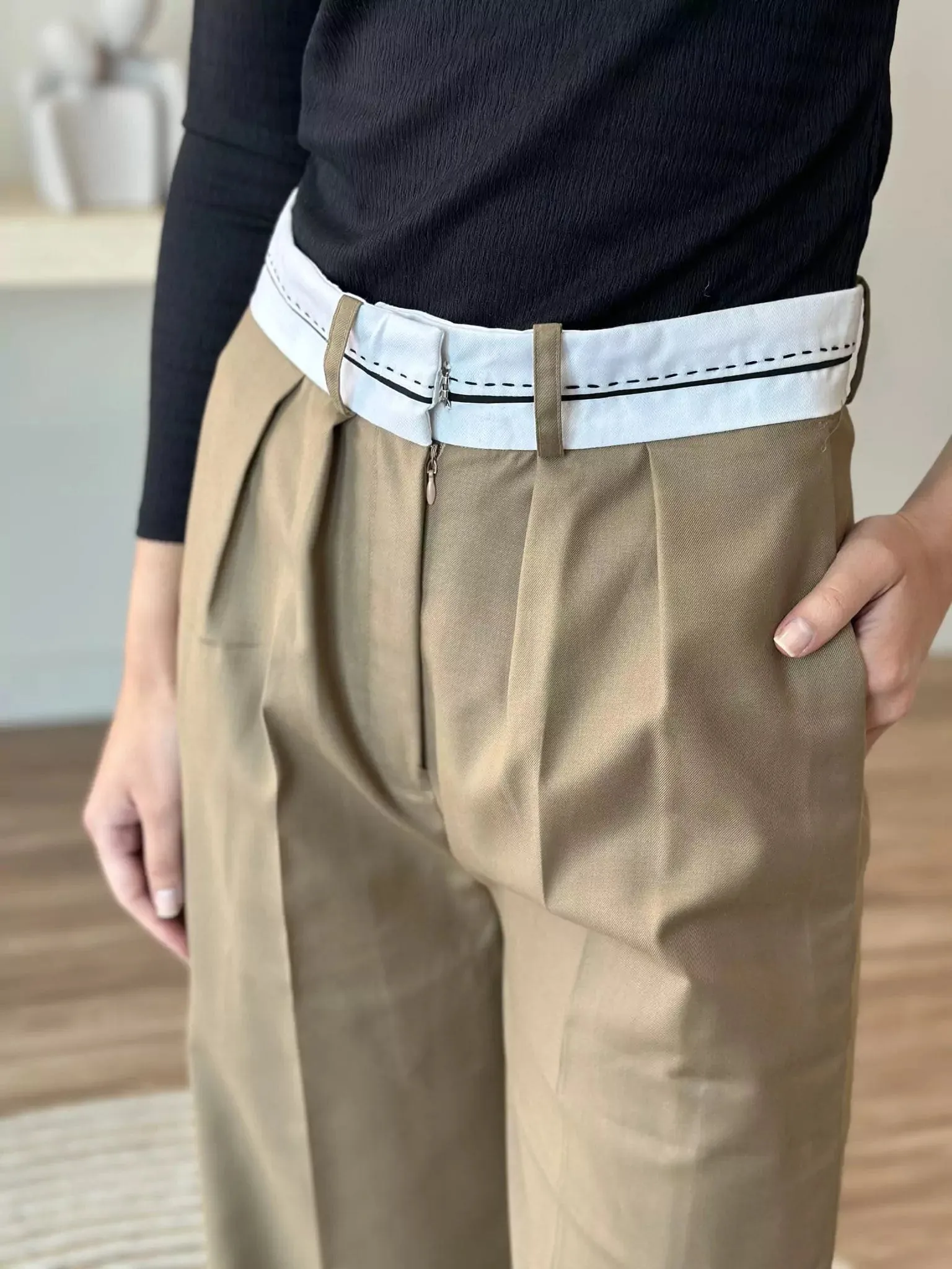 Brown Formal Detailed Pants