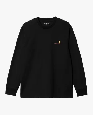 Carhartt WIP L/S American Script Tee - Black