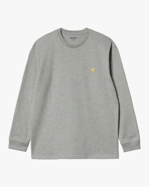Carhartt WIP L/S Chase Tee - Grey Heather / Gold