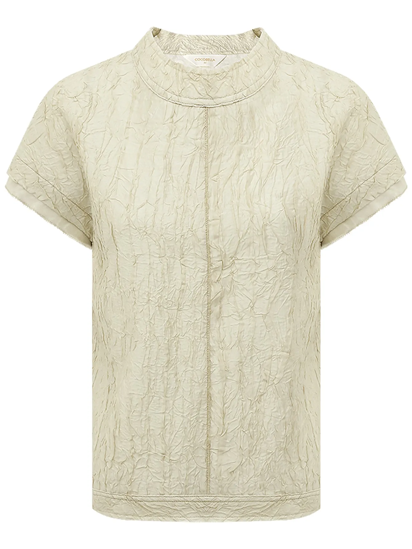 Champagne Satin Tee with Crumpled Texture