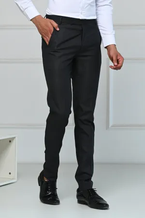 Dark Grey Self Design Premium Formal Pents