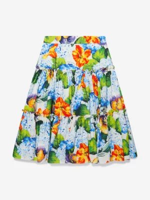 Dolce & Gabbana Girls Cotton Hydrangea Print Skirt