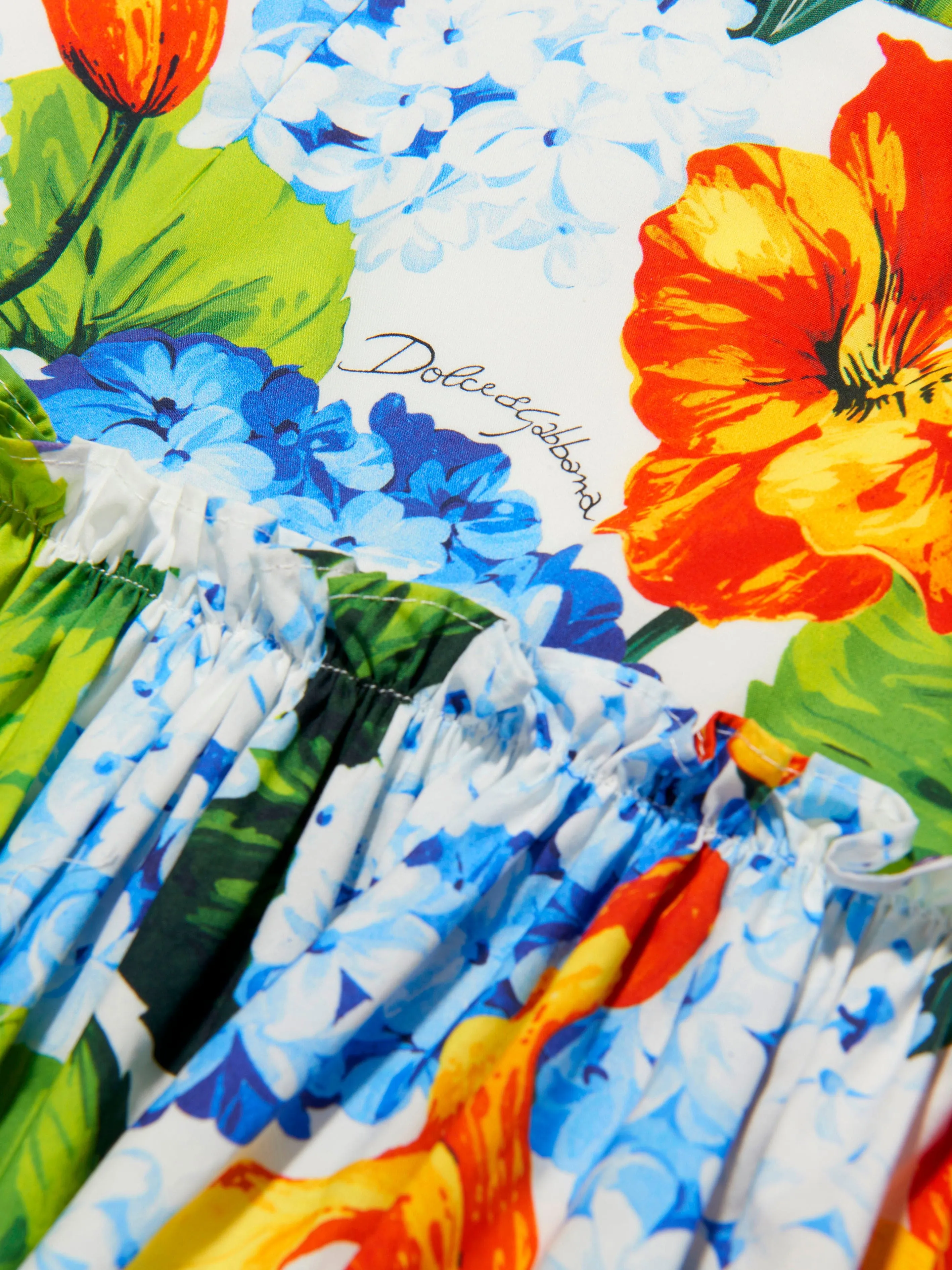 Dolce & Gabbana Girls Cotton Hydrangea Print Skirt
