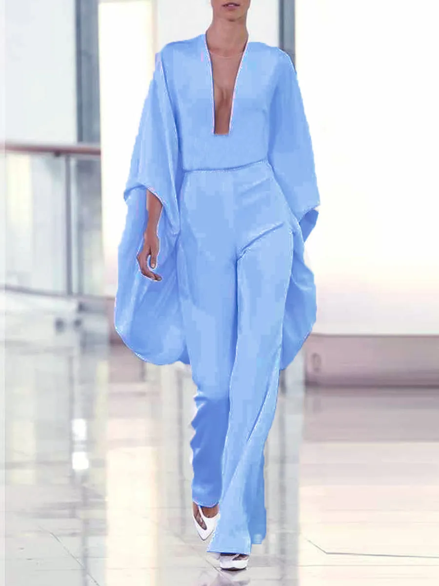 Fashion Elegant V Neck Long-Sleeved Top Pants Suit