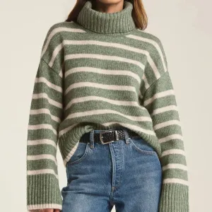 Josephine Stripe Sweater - Palm Green