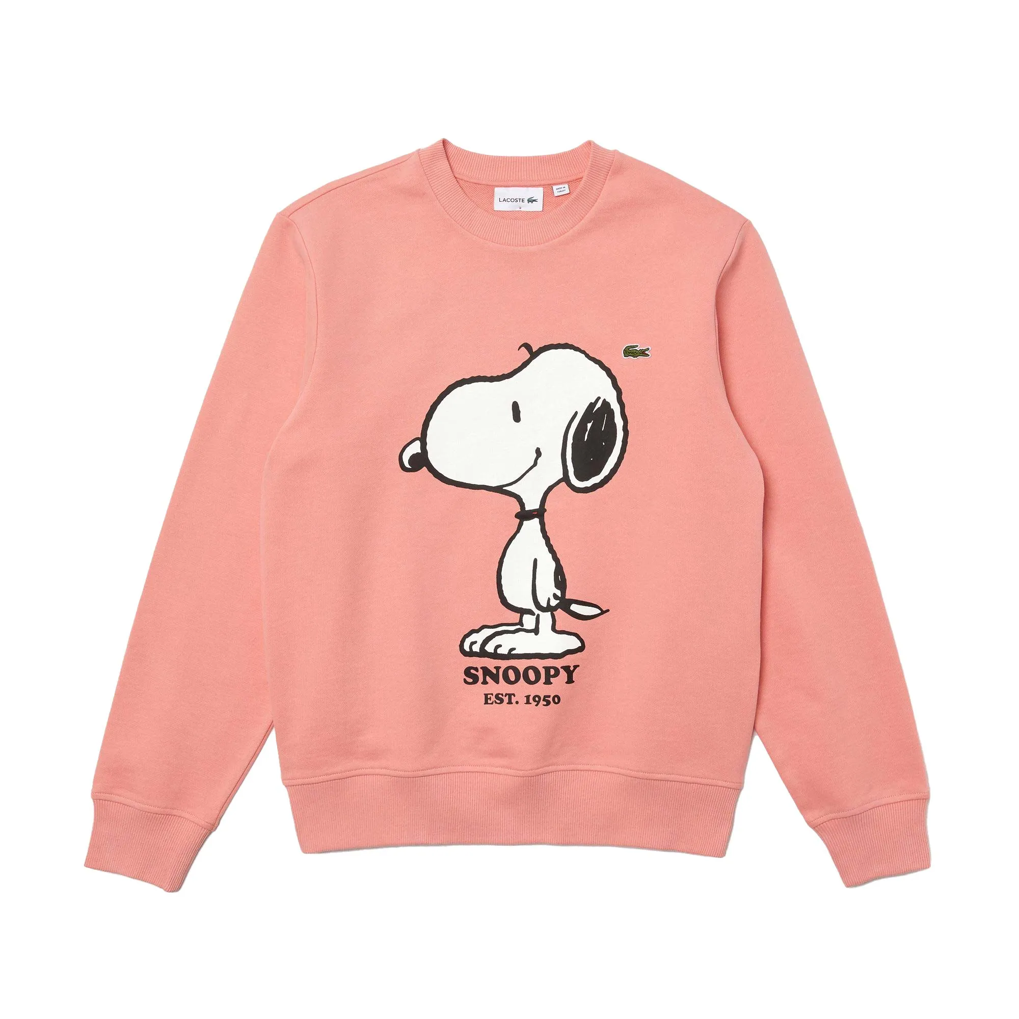 Lacoste X Peanuts Snoopy Crew Neck Organic Cotton Unisex Sweatshirt Pink