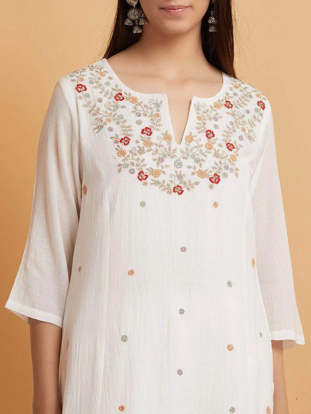 Lemon Tart LTSV1-White Staple Viscose Embroidered 2 Piece Suit