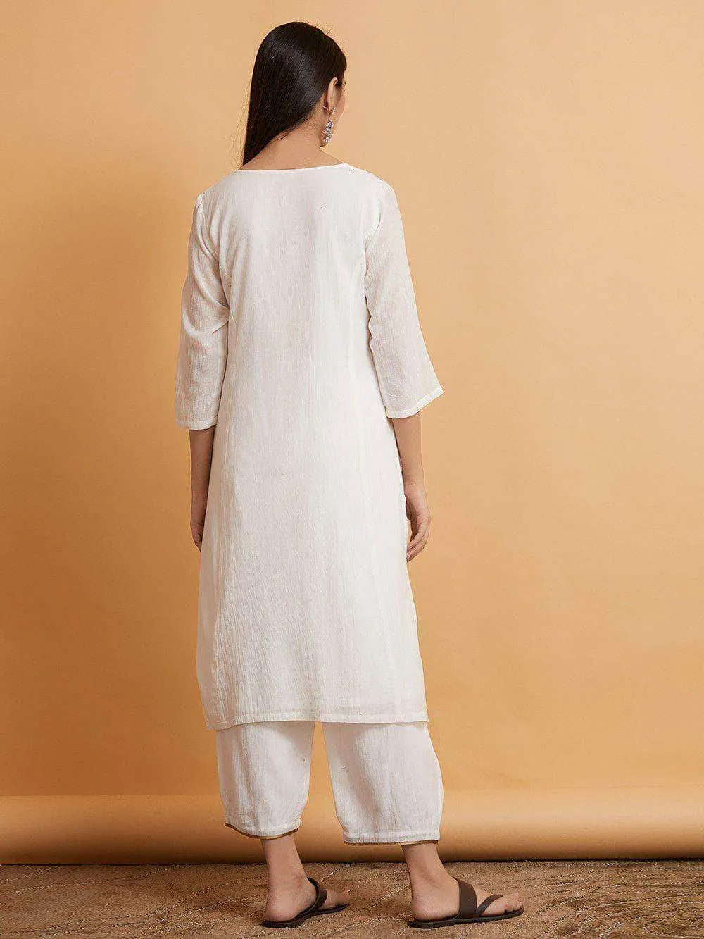 Lemon Tart LTSV1-White Staple Viscose Embroidered 2 Piece Suit