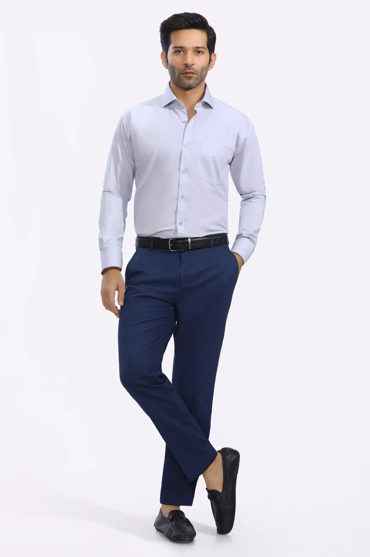 Light Grey Plain Formal Man Shirt