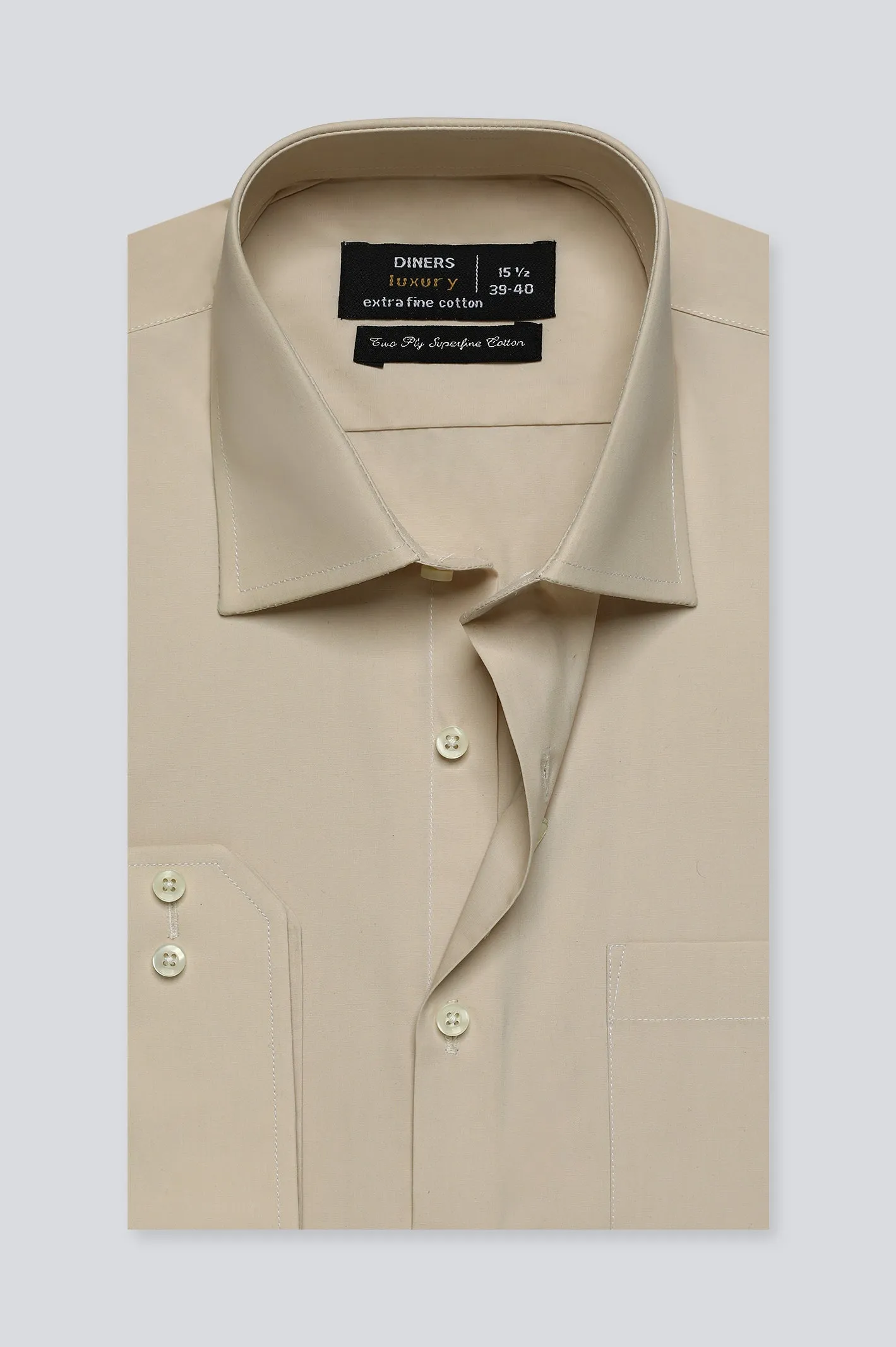 Light Peach Plain Formal Shirt