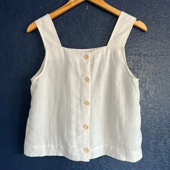 Madewell Linen-Blend Sunside Button-Back Top