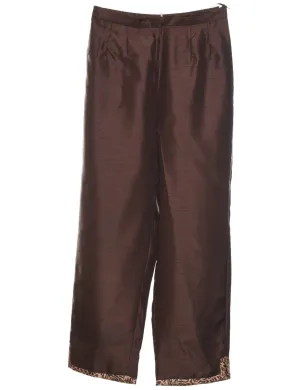 Maroon Shiny 1990s Trousers - W28 L26