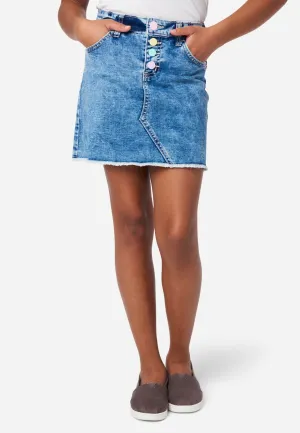 Medium Wash Button-Up Denim Skirt