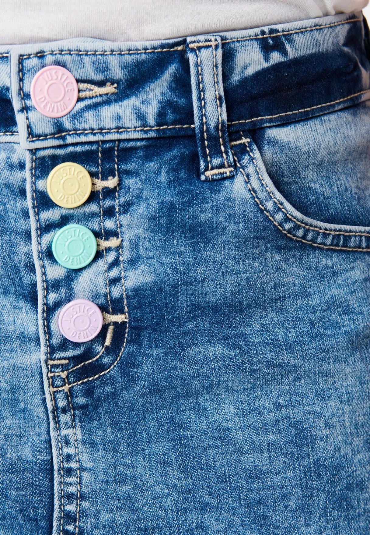 Medium Wash Button-Up Denim Skirt