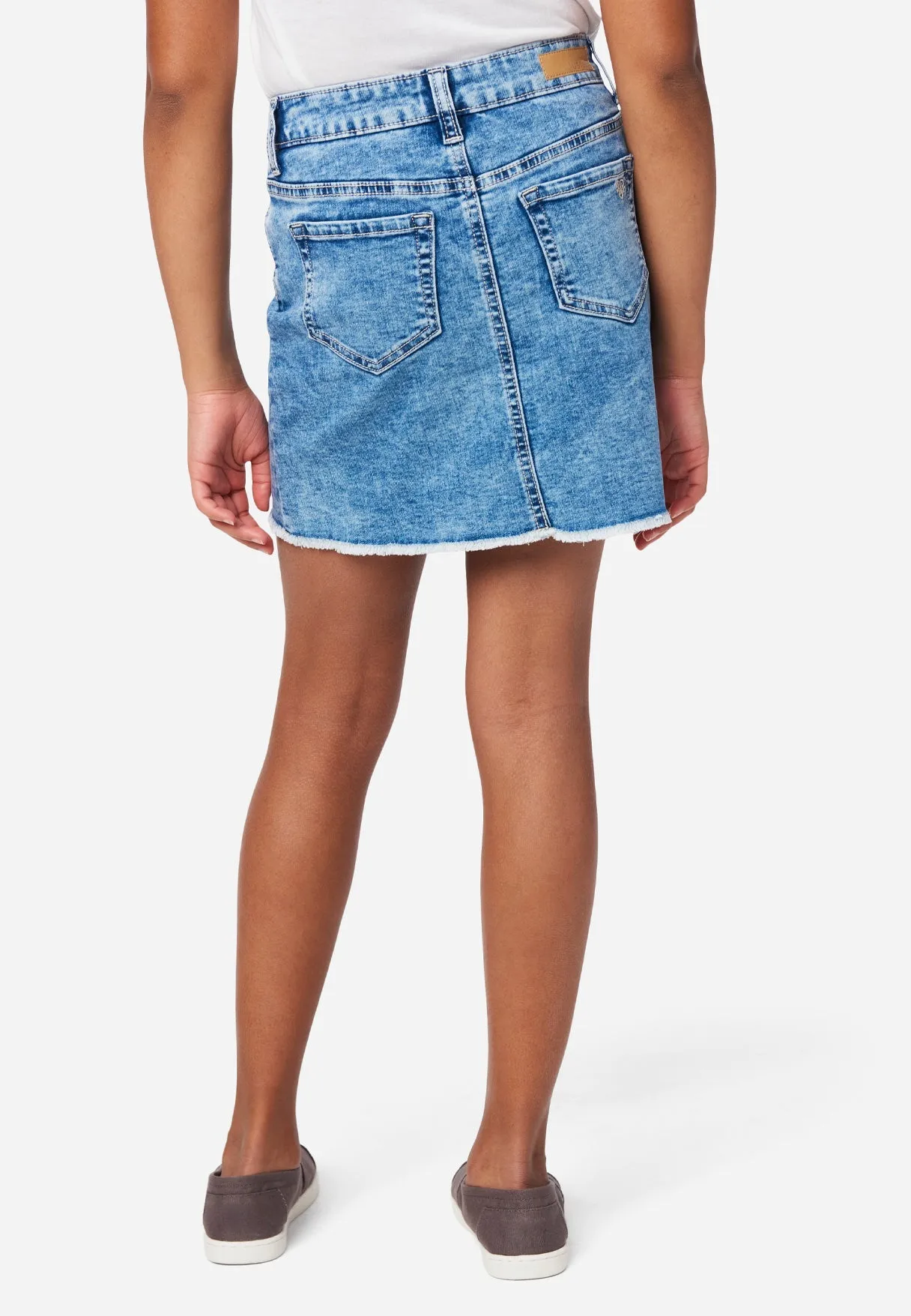Medium Wash Button-Up Denim Skirt