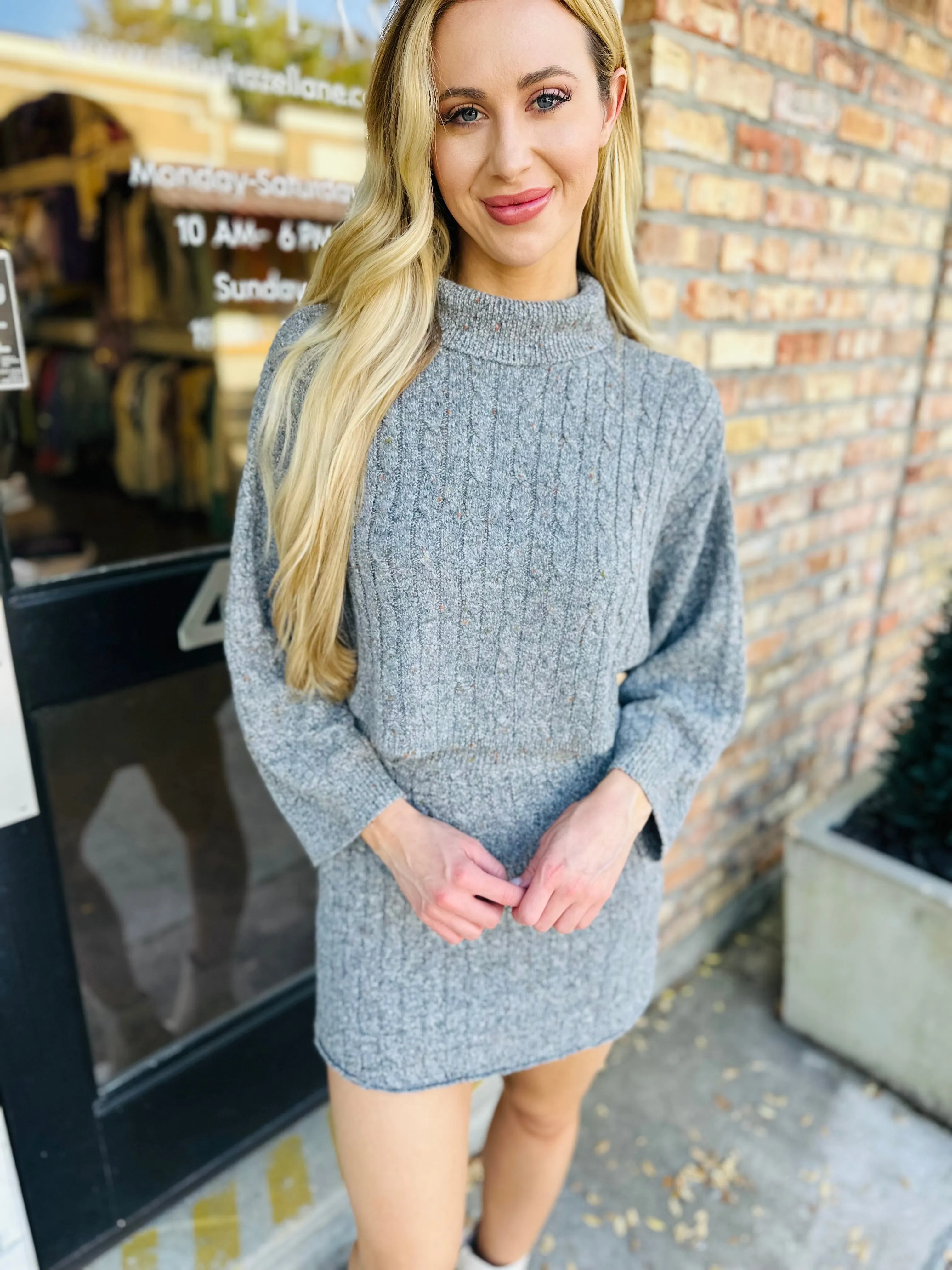 Molinary Cable Mini Skirt- Grey Multi