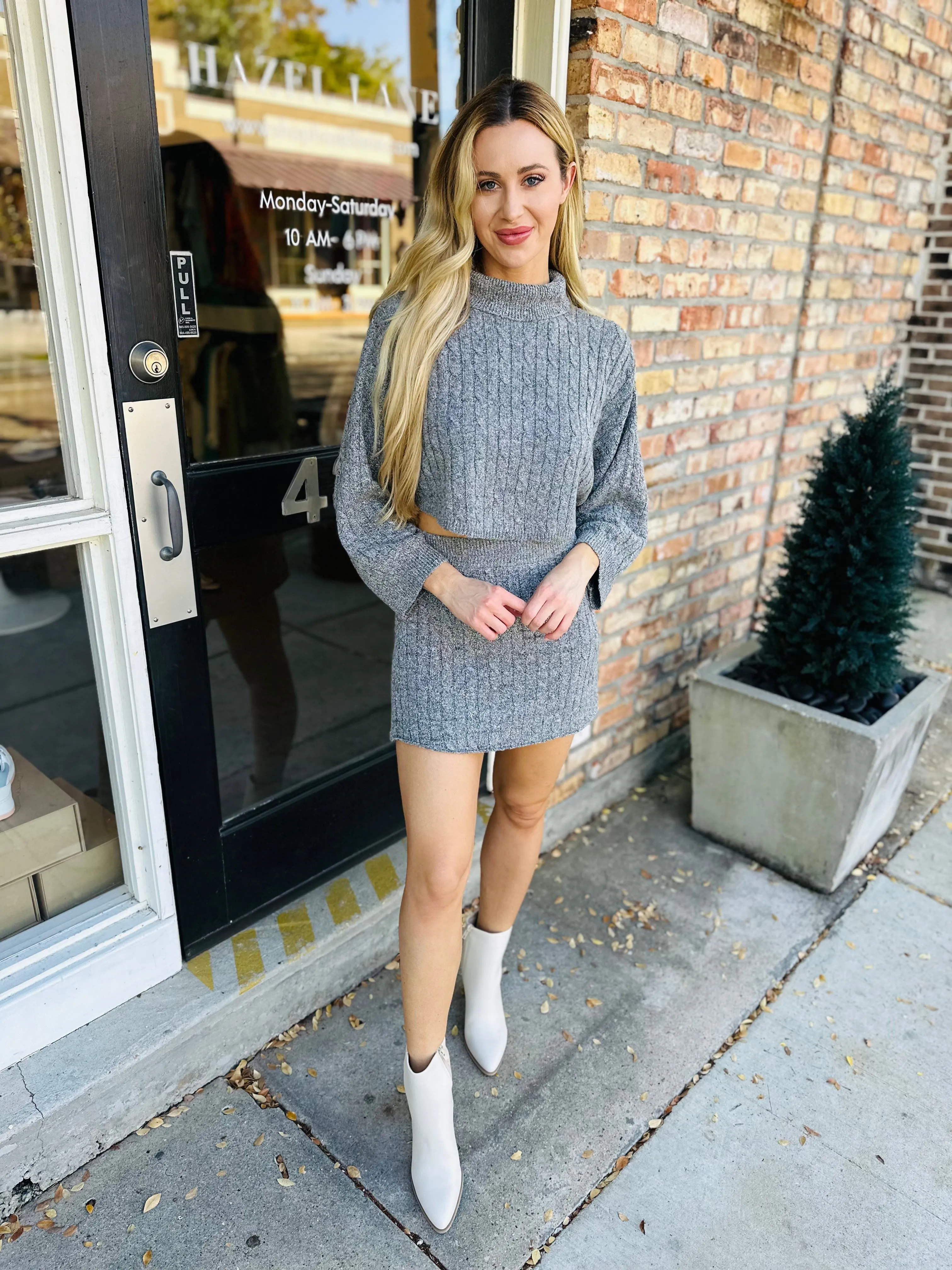 Molinary Cable Mini Skirt- Grey Multi