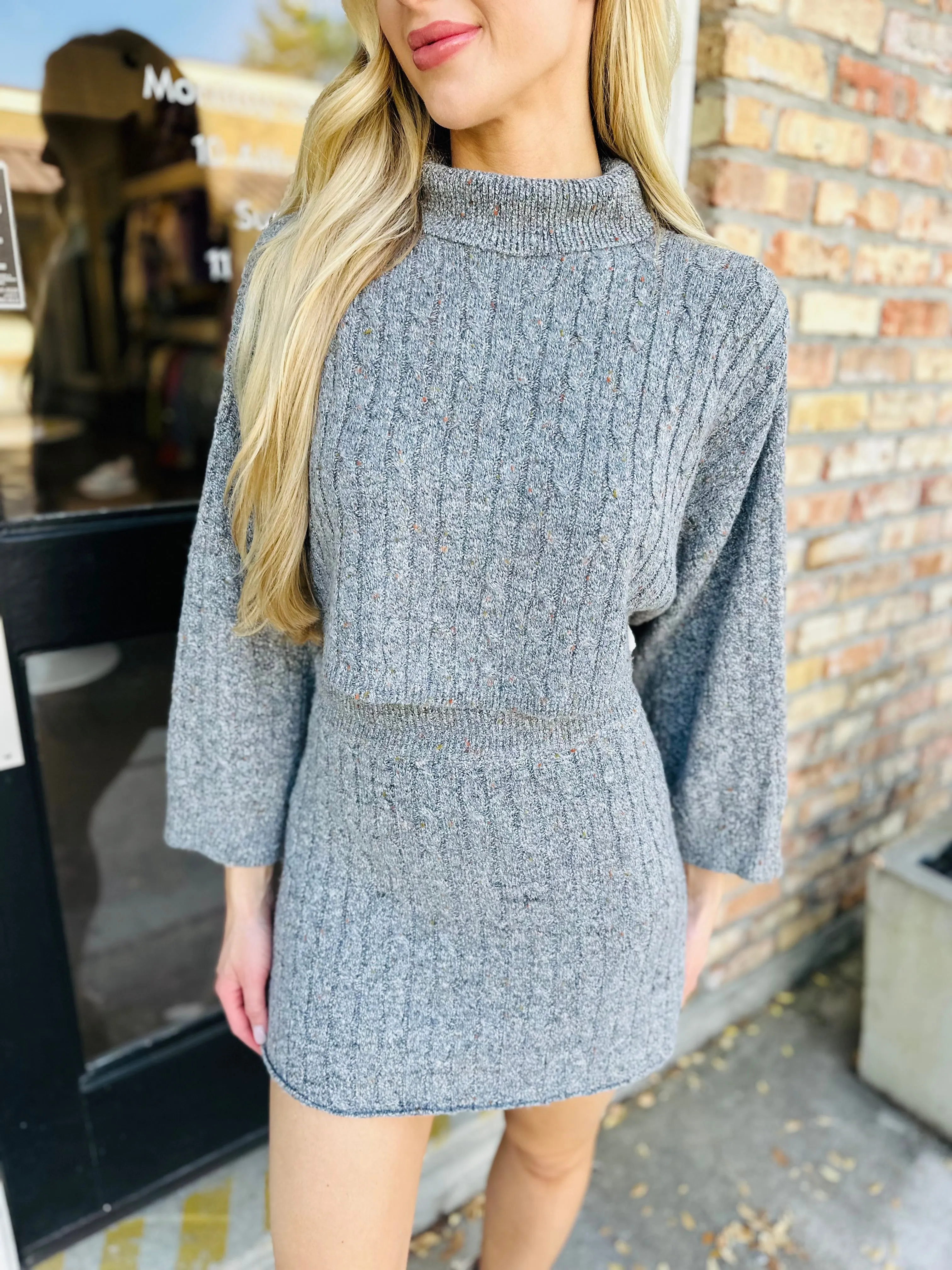 Molinary Cable Mini Skirt- Grey Multi