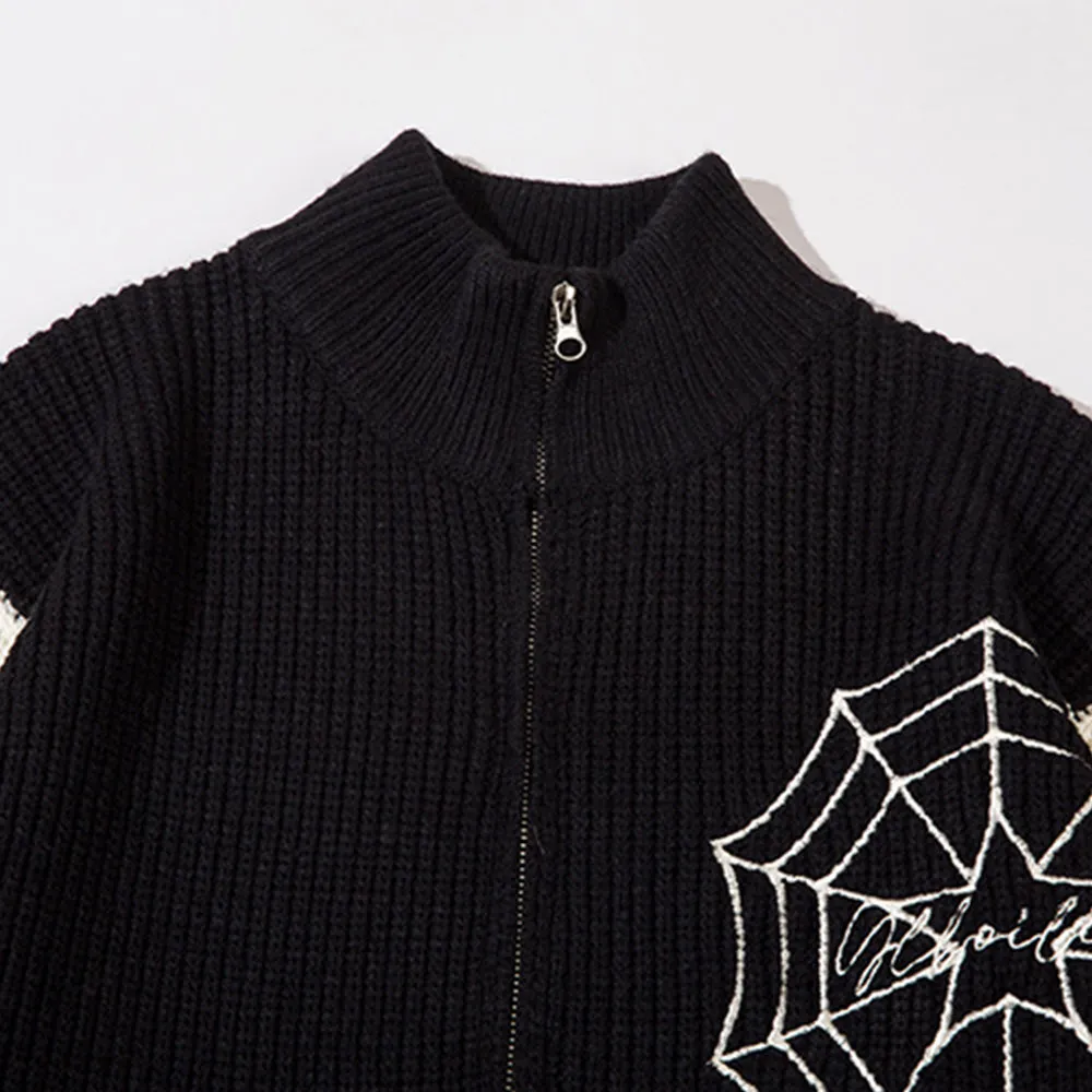 OOC' Spider Web Embroidered Knit Cardigan