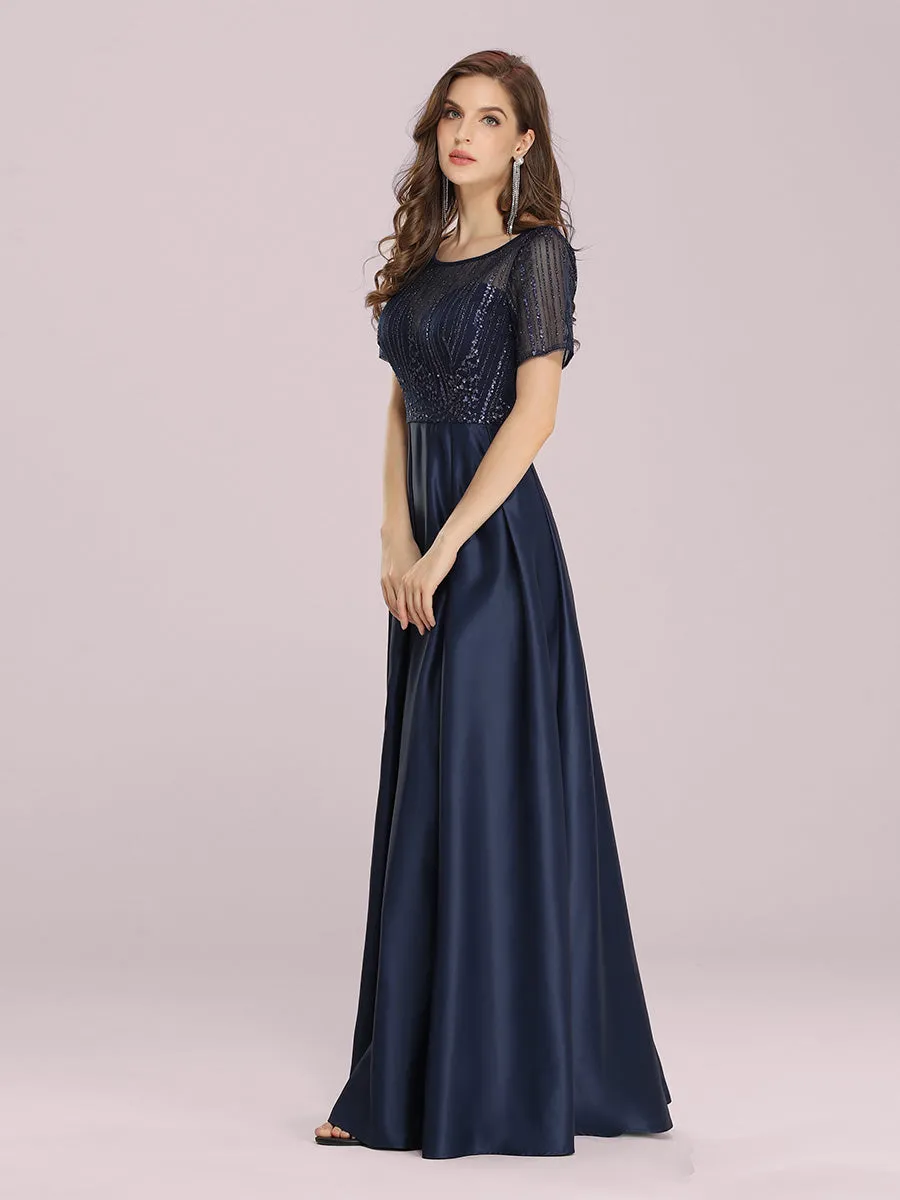 Stylish Floor Length Wholesale Sequin & Satin Evening Dress for Prom EP00383