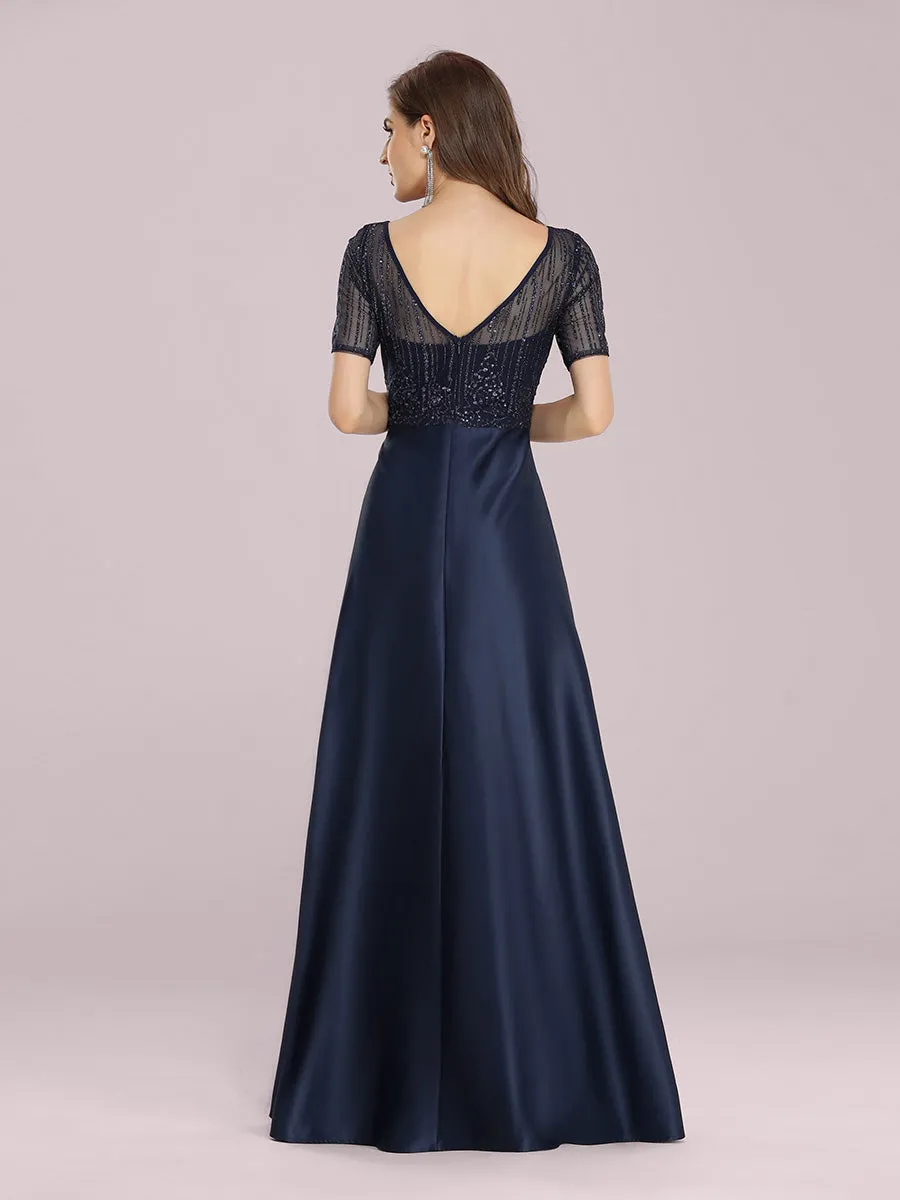Stylish Floor Length Wholesale Sequin & Satin Evening Dress for Prom EP00383
