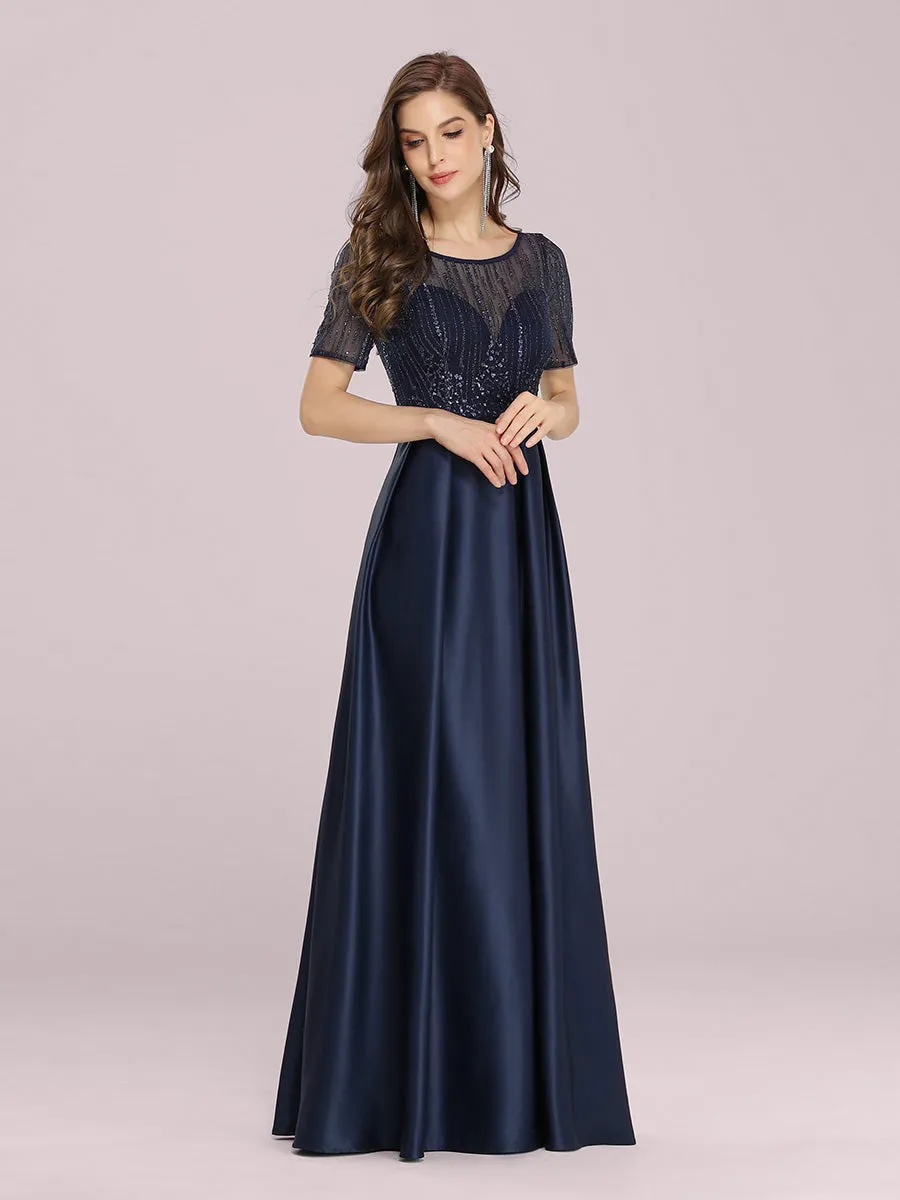 Stylish Floor Length Wholesale Sequin & Satin Evening Dress for Prom EP00383