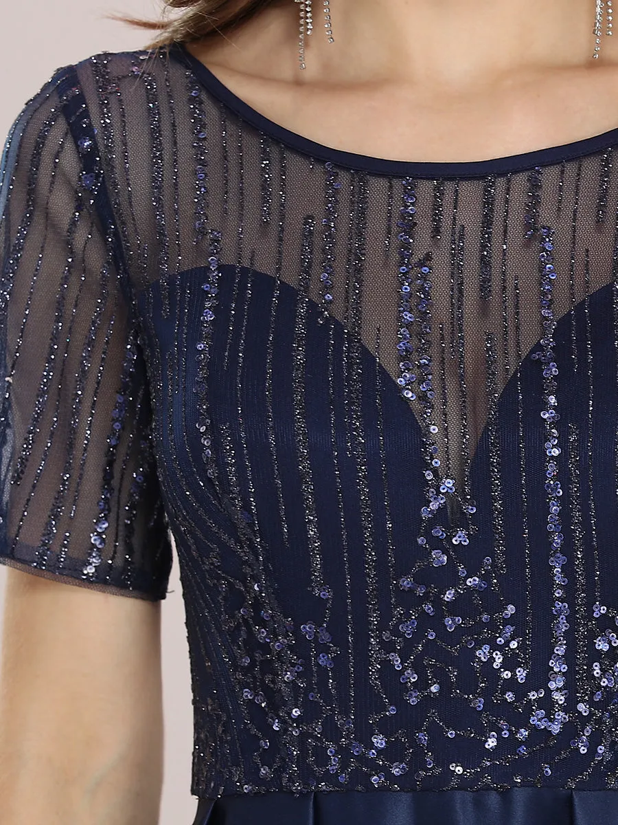 Stylish Floor Length Wholesale Sequin & Satin Evening Dress for Prom EP00383