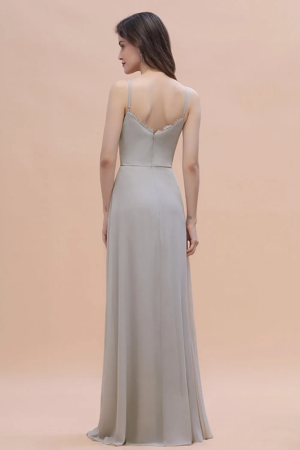 Stylish Long A-Line Chiffon Bridesmaid Dress With Slit