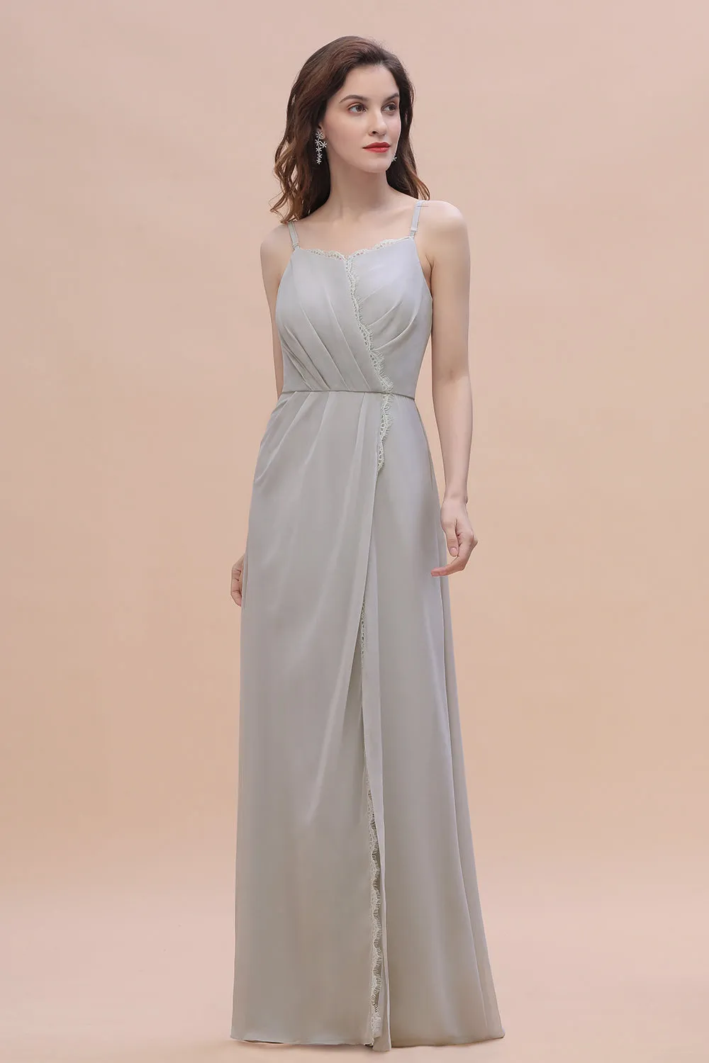 Stylish Long A-Line Chiffon Bridesmaid Dress With Slit