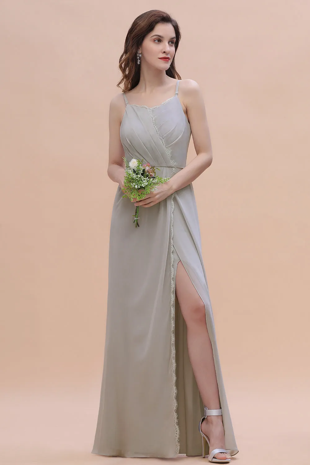 Stylish Long A-Line Chiffon Bridesmaid Dress With Slit