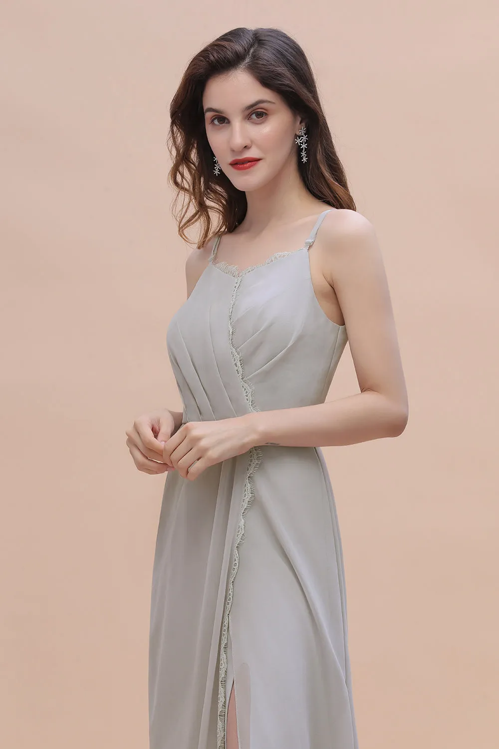 Stylish Long A-Line Chiffon Bridesmaid Dress With Slit