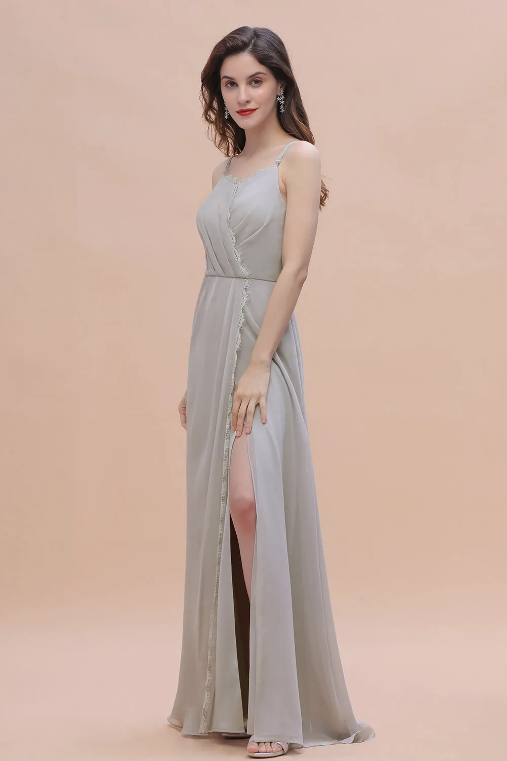Stylish Long A-Line Chiffon Bridesmaid Dress With Slit