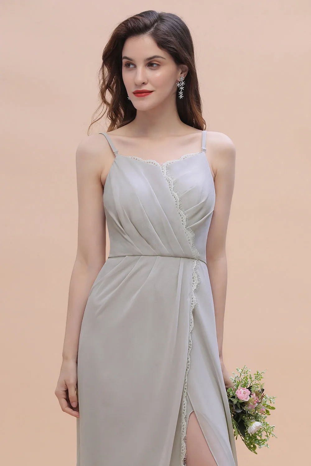 Stylish Long A-Line Chiffon Bridesmaid Dress With Slit