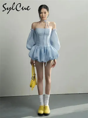 SylCue 2024 Summer Party Formal Retro Princess Dress - Senior Texture Intellectual Elegant Avant-Garde Personalized Cool Mini Dress for Women