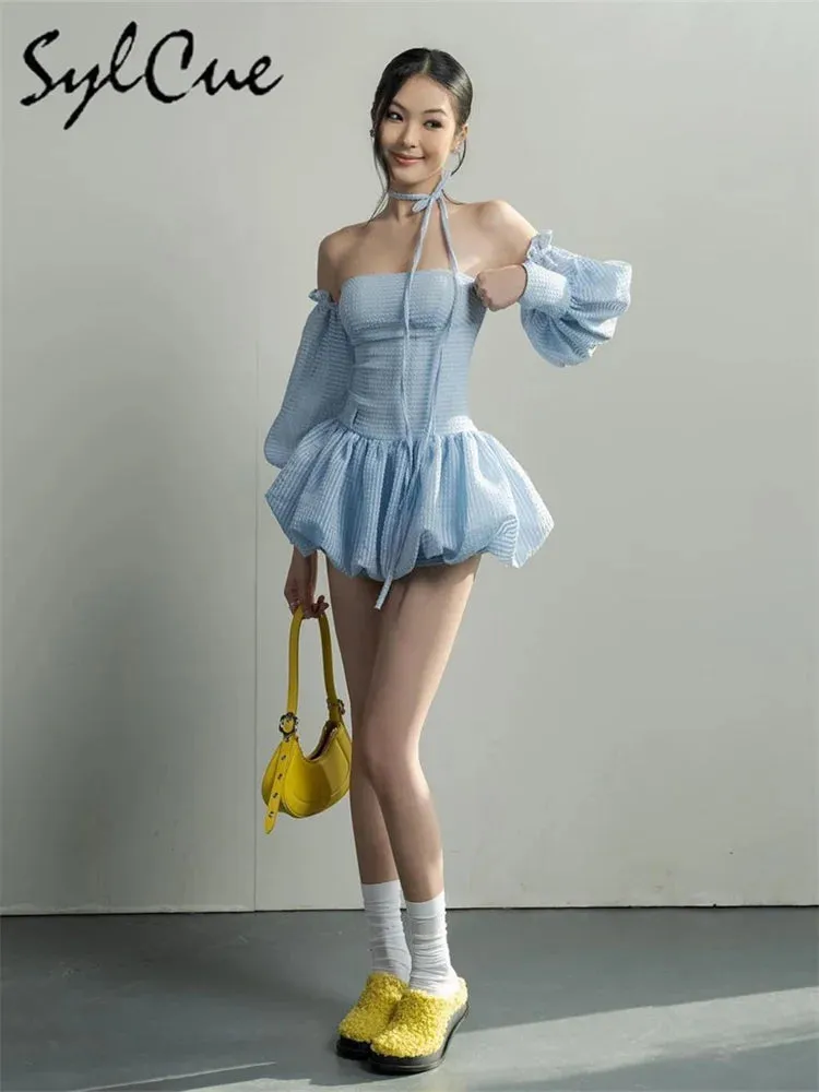 SylCue 2024 Summer Party Formal Retro Princess Dress - Senior Texture Intellectual Elegant Avant-Garde Personalized Cool Mini Dress for Women
