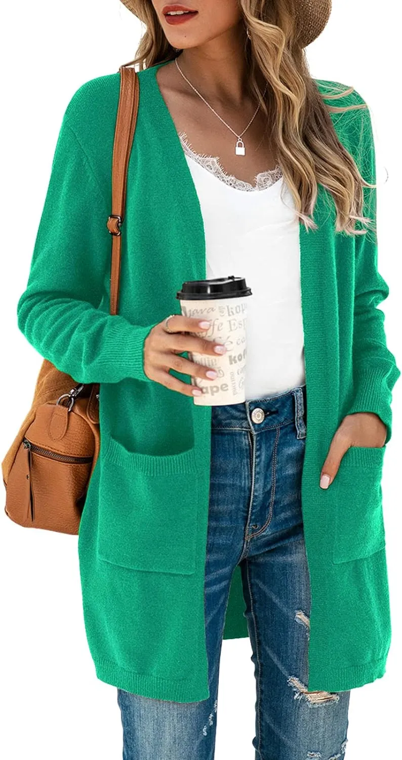 TASAMO Womens Color Block Striped Draped Kimono Cardigan Long Sleeve Open Front Casual Knit Sweaters Coat Soft Outwear