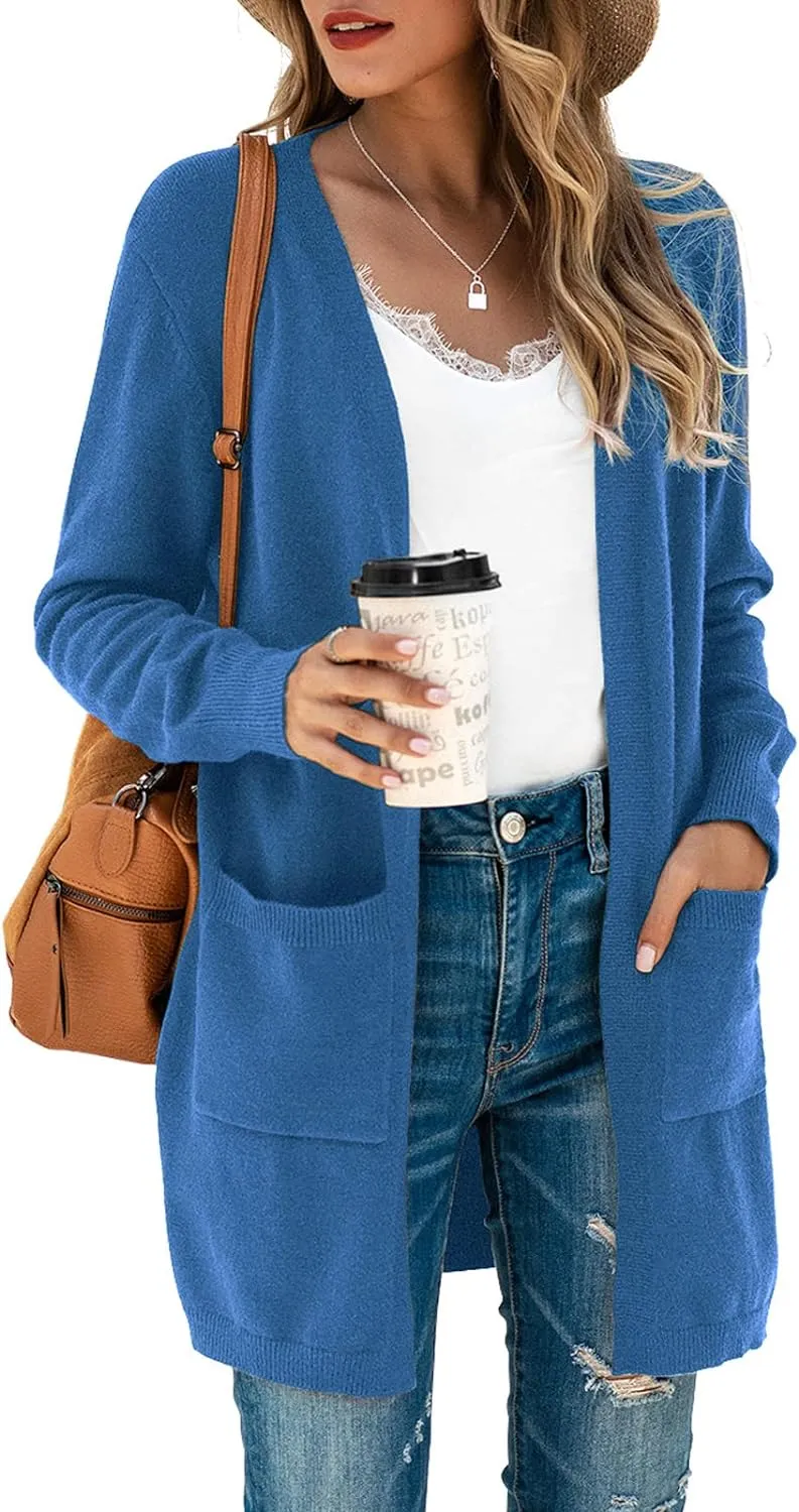 TASAMO Womens Color Block Striped Draped Kimono Cardigan Long Sleeve Open Front Casual Knit Sweaters Coat Soft Outwear