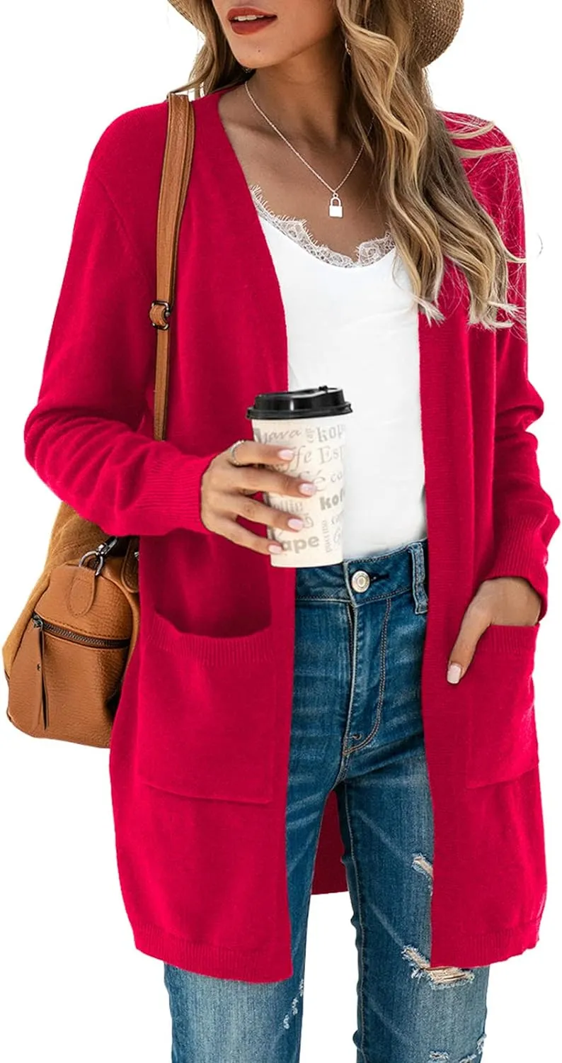 TASAMO Womens Color Block Striped Draped Kimono Cardigan Long Sleeve Open Front Casual Knit Sweaters Coat Soft Outwear
