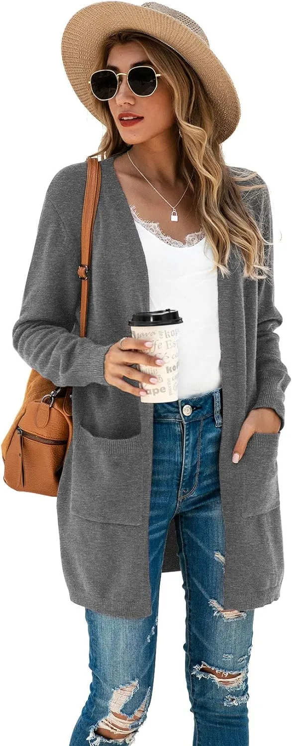 TASAMO Womens Color Block Striped Draped Kimono Cardigan Long Sleeve Open Front Casual Knit Sweaters Coat Soft Outwear