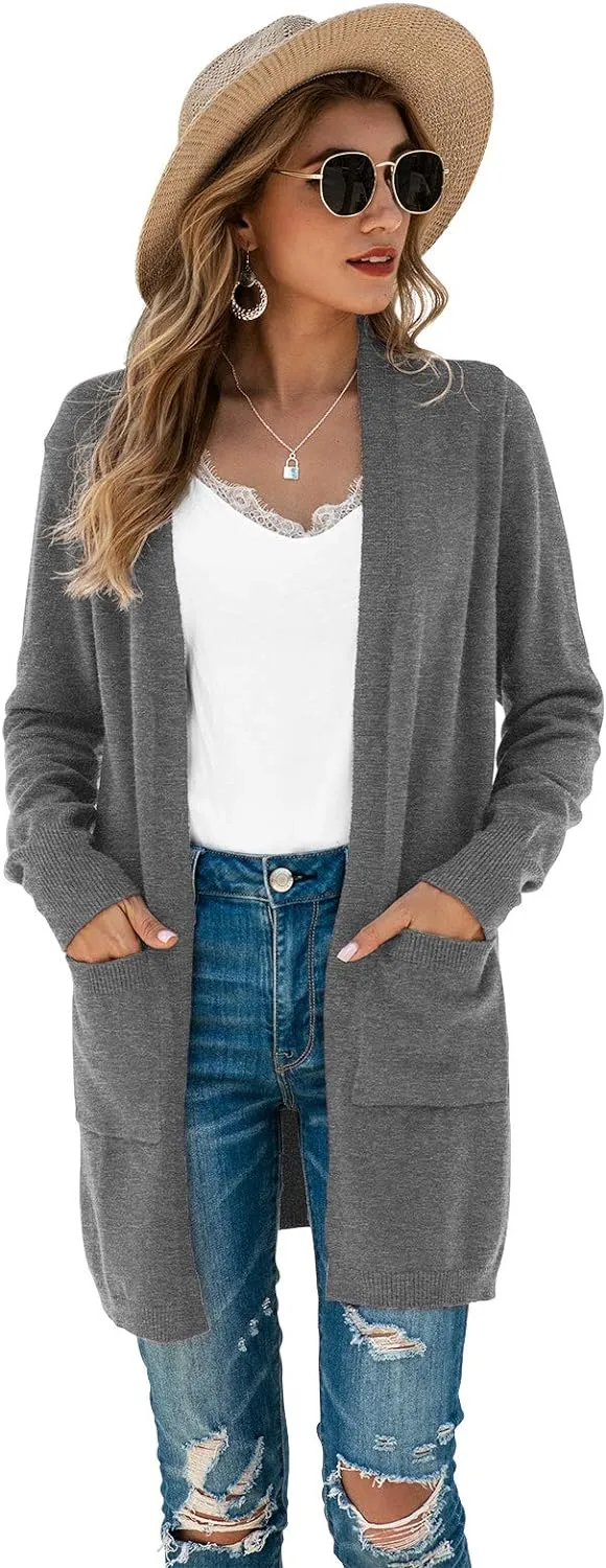 TASAMO Womens Color Block Striped Draped Kimono Cardigan Long Sleeve Open Front Casual Knit Sweaters Coat Soft Outwear