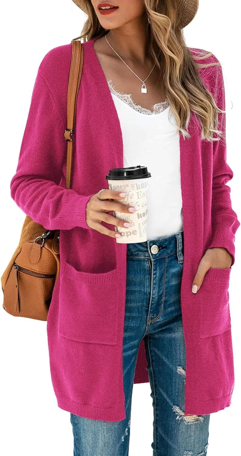 TASAMO Womens Color Block Striped Draped Kimono Cardigan Long Sleeve Open Front Casual Knit Sweaters Coat Soft Outwear