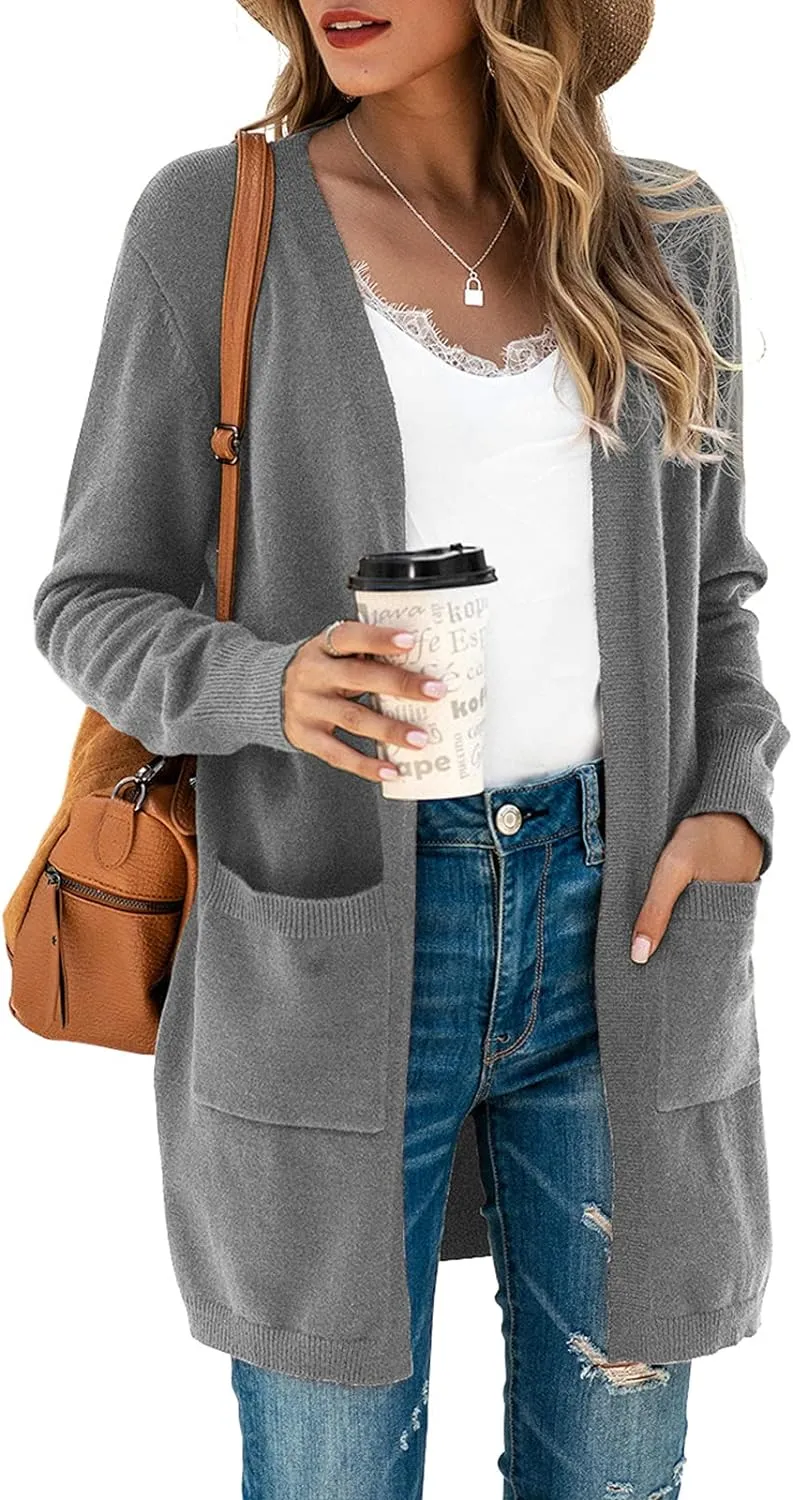 TASAMO Womens Color Block Striped Draped Kimono Cardigan Long Sleeve Open Front Casual Knit Sweaters Coat Soft Outwear